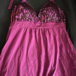 Victoria's Secret/ Vintage “Bra Tops”Magenta Sequin-Trim  Chemise